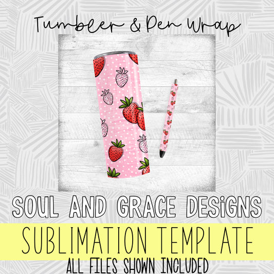 Strawberry 20 Ounce with Bonus Pen Wrap   [TUMBLER WRAP]