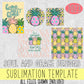 Summer Pineapple Sublimation Set [PNG Pattern Overlay, Round Coaster, Square Coaster, Tumbler, Garden Flag]