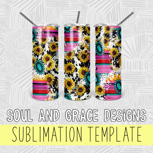 Sunflower and Turquoise Wrap 20 oz  [TUMBLER WRAP]