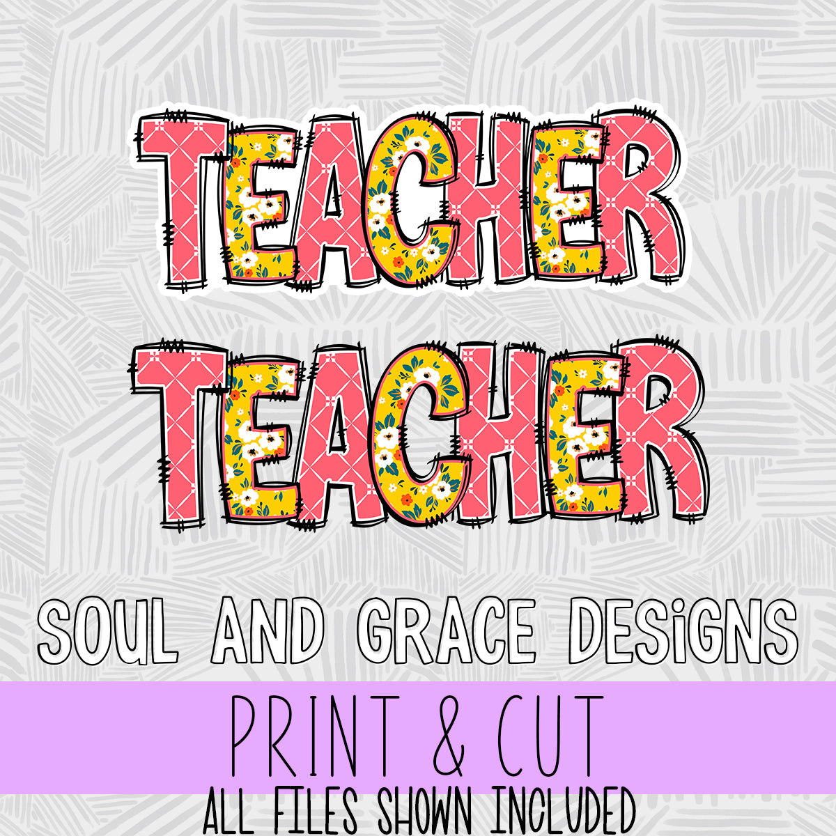 Teacher Word Art [Print & Cut Sticker]