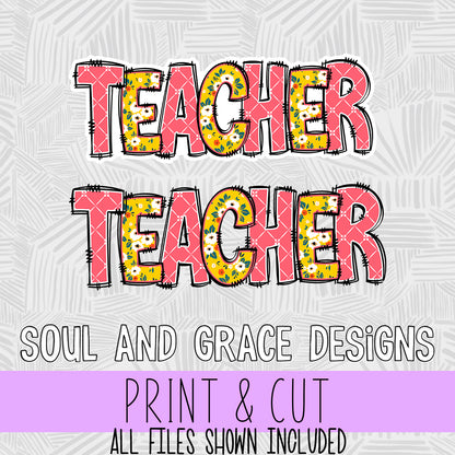 Teacher Word Art [Print & Cut Sticker]