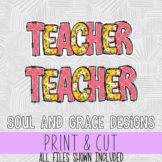 Teacher Word Art [Print & Cut Sticker]