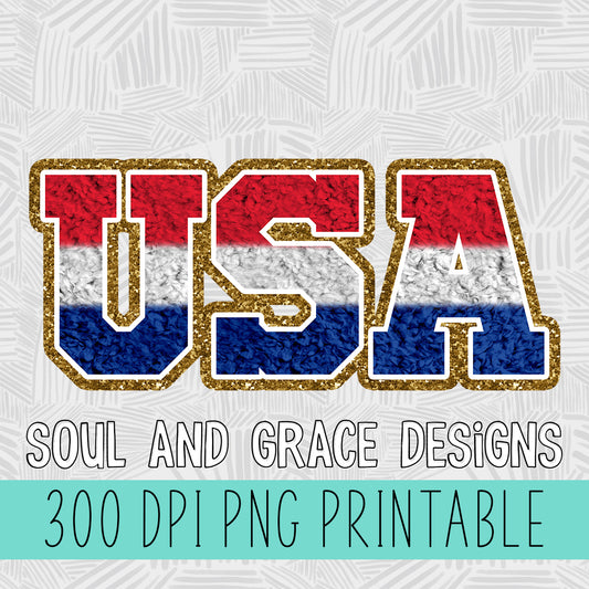 USA Chenille Word Art