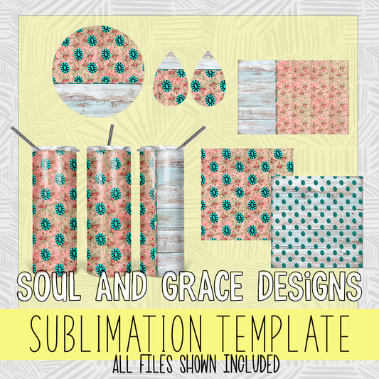 Vintage Wallpaper with Turquoise Sublimation Set
