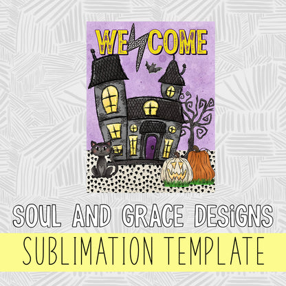 Welcome Haunted House Garden Flag