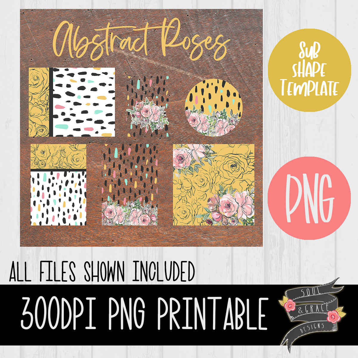 Abstract Roses Sublimation Template Set