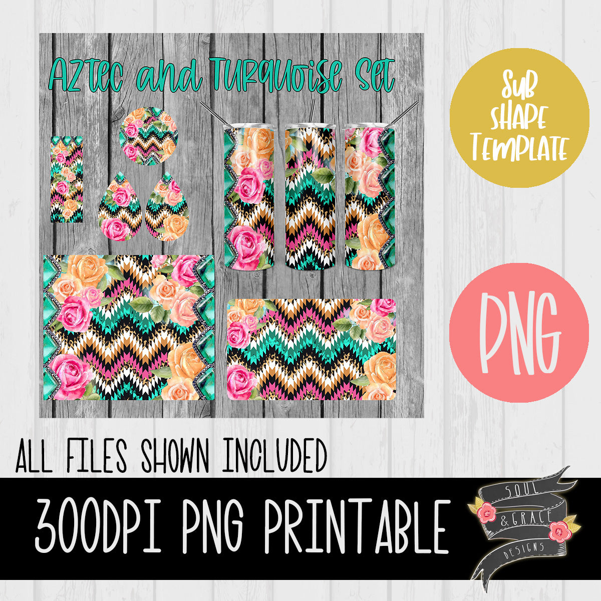 Aztec and Turquoise Sublimation Template Set