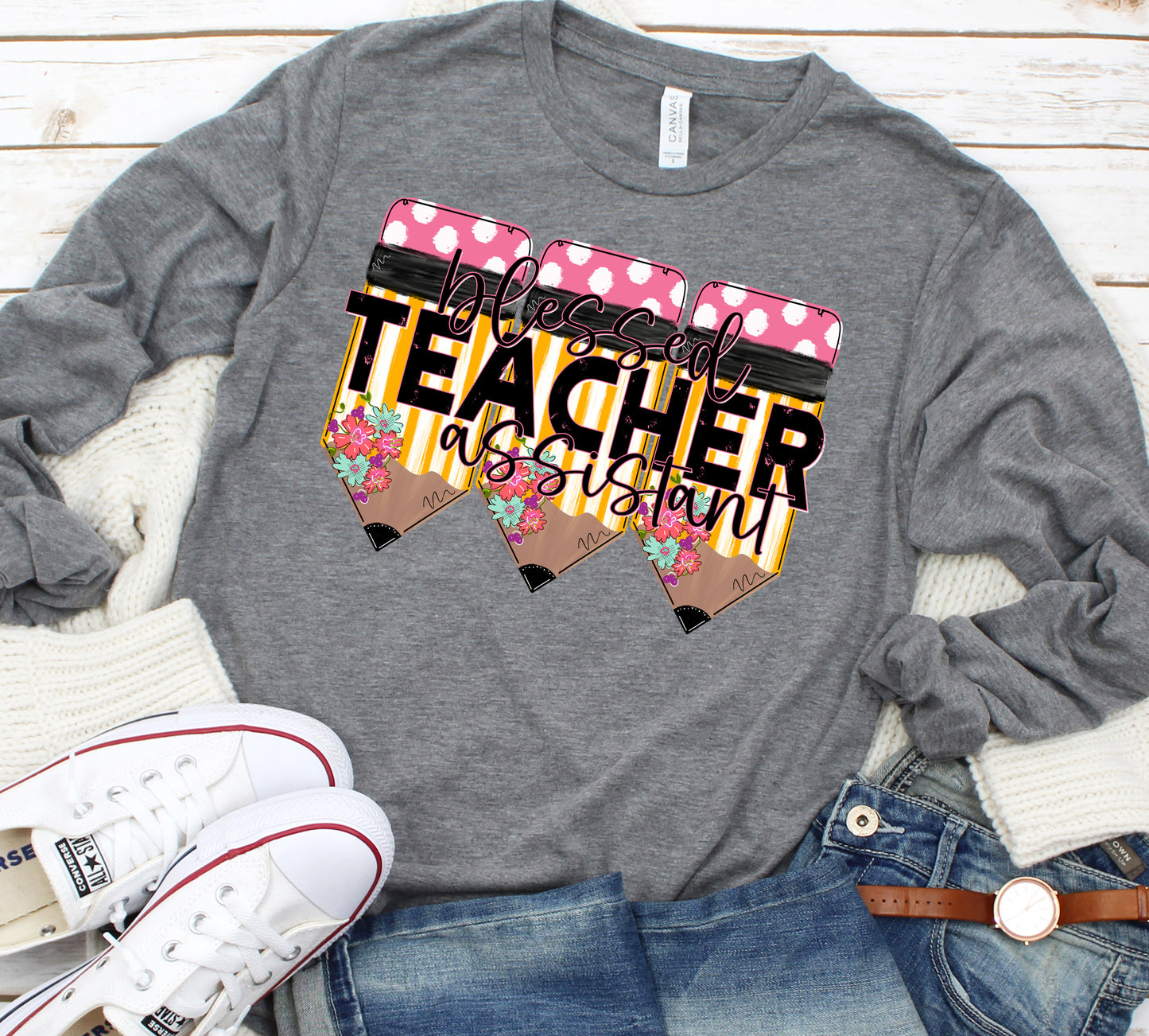 Blessed Teacher Assistant Pencil Trio