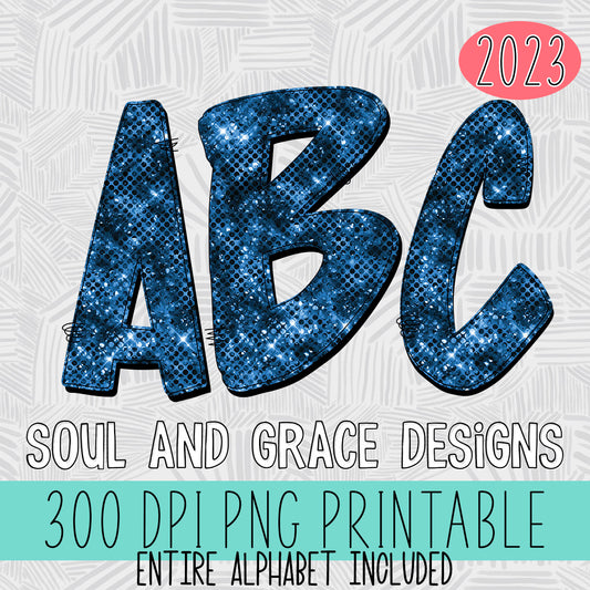 Blue Sparkle Alphabet