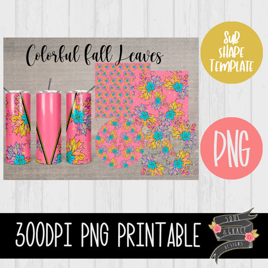 Colorful Fall Leaves Sublimation Template Set