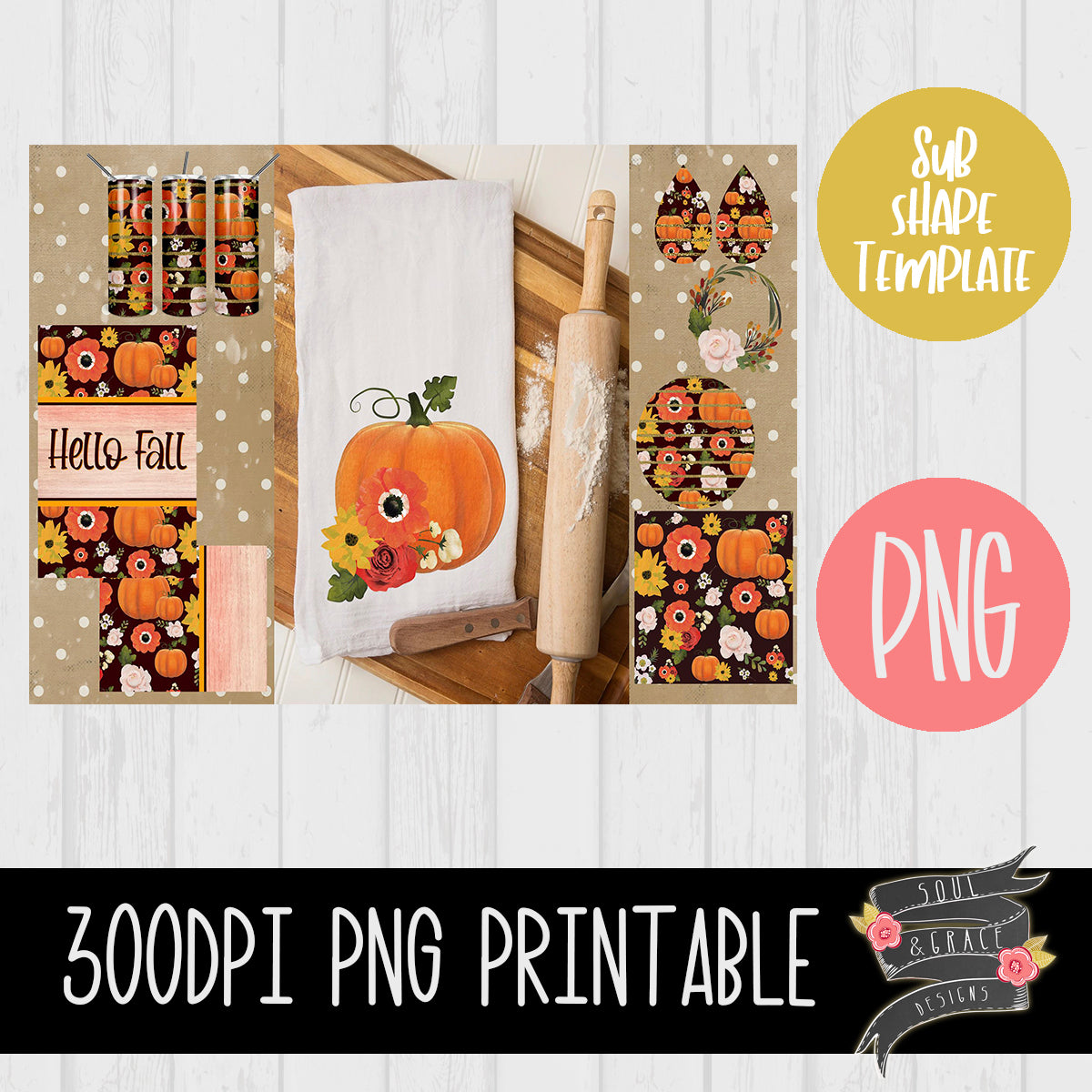 Hello Fall  Sublimation Template Set