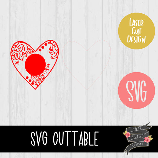Layered Heart with Modern Flowers [SVG]
