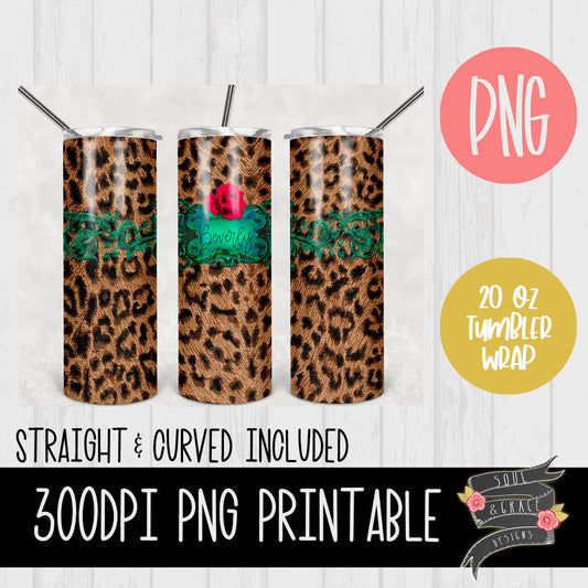 Leopard Vintage Turquoise Tumbler Wrap  [20oz tumbler wrap]