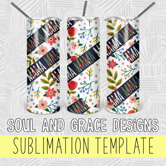 Mama Floral Washi Tape Tumbler Wrap Design
