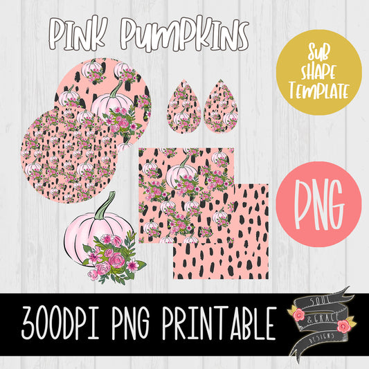 Pink Pumpkins Sublimation Template Set