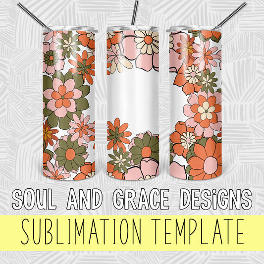 Retro Flowers Tumbler Wrap Design