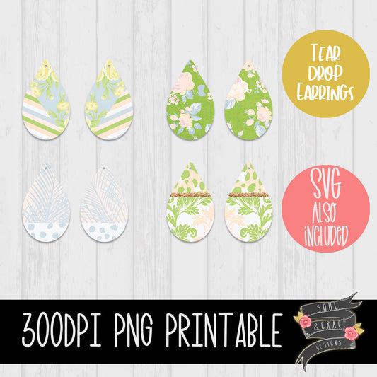 Teardrop Spring Sublimation Earrings