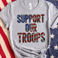 Support Our Troops Camo and Flag Word Art