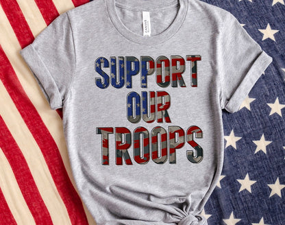 Support Our Troops Camo and Flag Word Art
