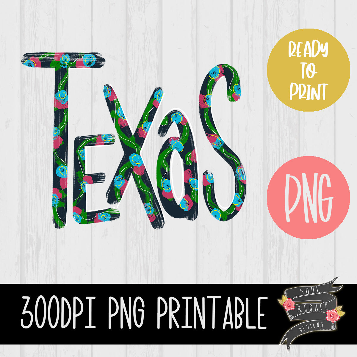 Texas Floral Doodle