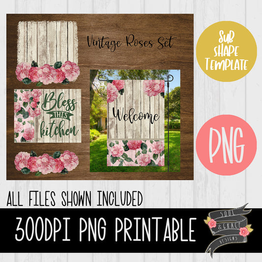 Vintage Roses Sublimation Template Set